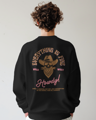 Wild West Howdy Skull Graphic Sweatshirt – Black